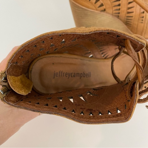 Jeffrey Campbell Rodillo Hi wedge sandal in tan with box - Picture 4 of 10